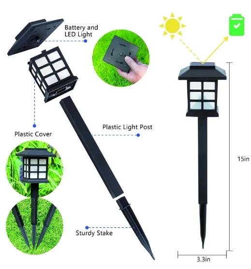 Outdoor LED Solar Pathway Lights, lâmpada de gramado, decoração para jardim, quintal, paisagem, pátio, garagem, iluminação da passagem